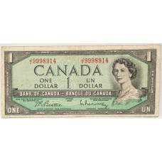 CANADA 1954 . ONE 1 DOLLAR BANKNOTE